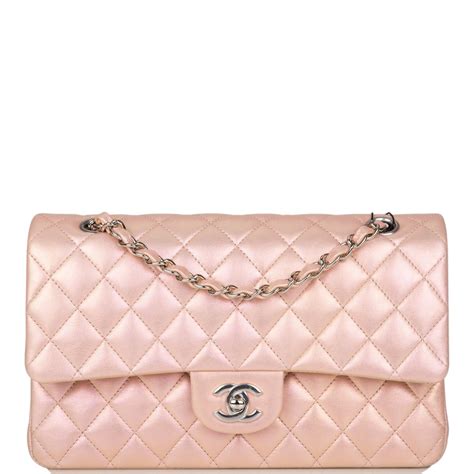 pink chanel bag with silver hardware